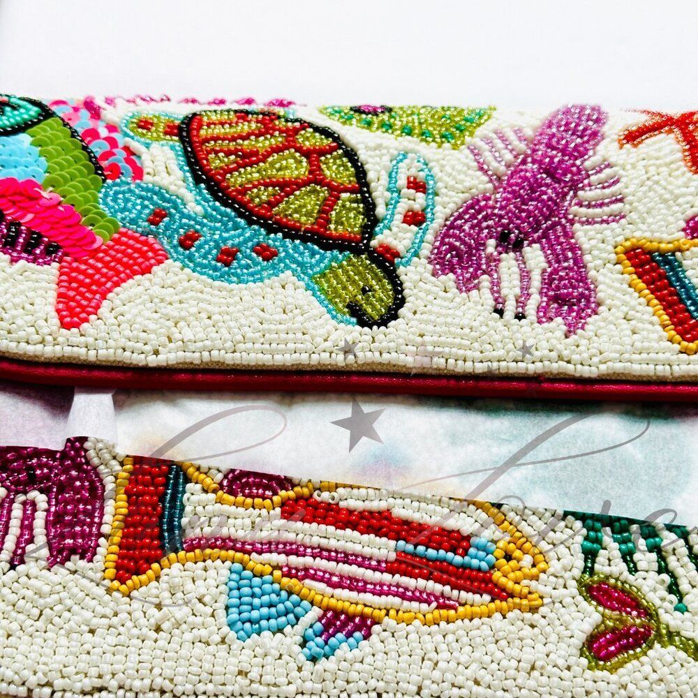 AMERICA & BEYOND Underwater Tales Beaded Shoulder / Clutch Bag NWT - Picture 7 of 11